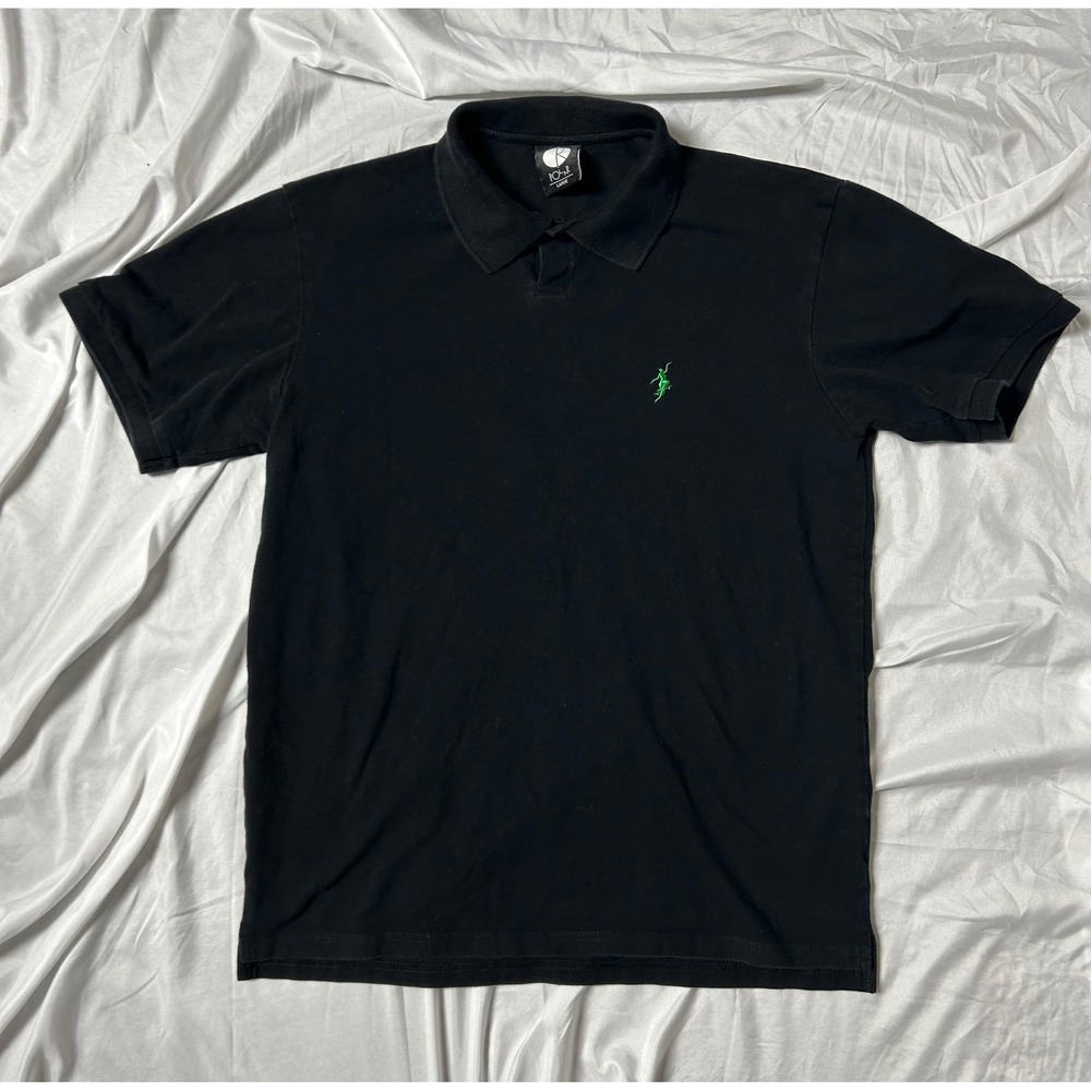 Polar Skate Co Mens Black Stay Inspired Embroidered Logo Polo Shirt Large